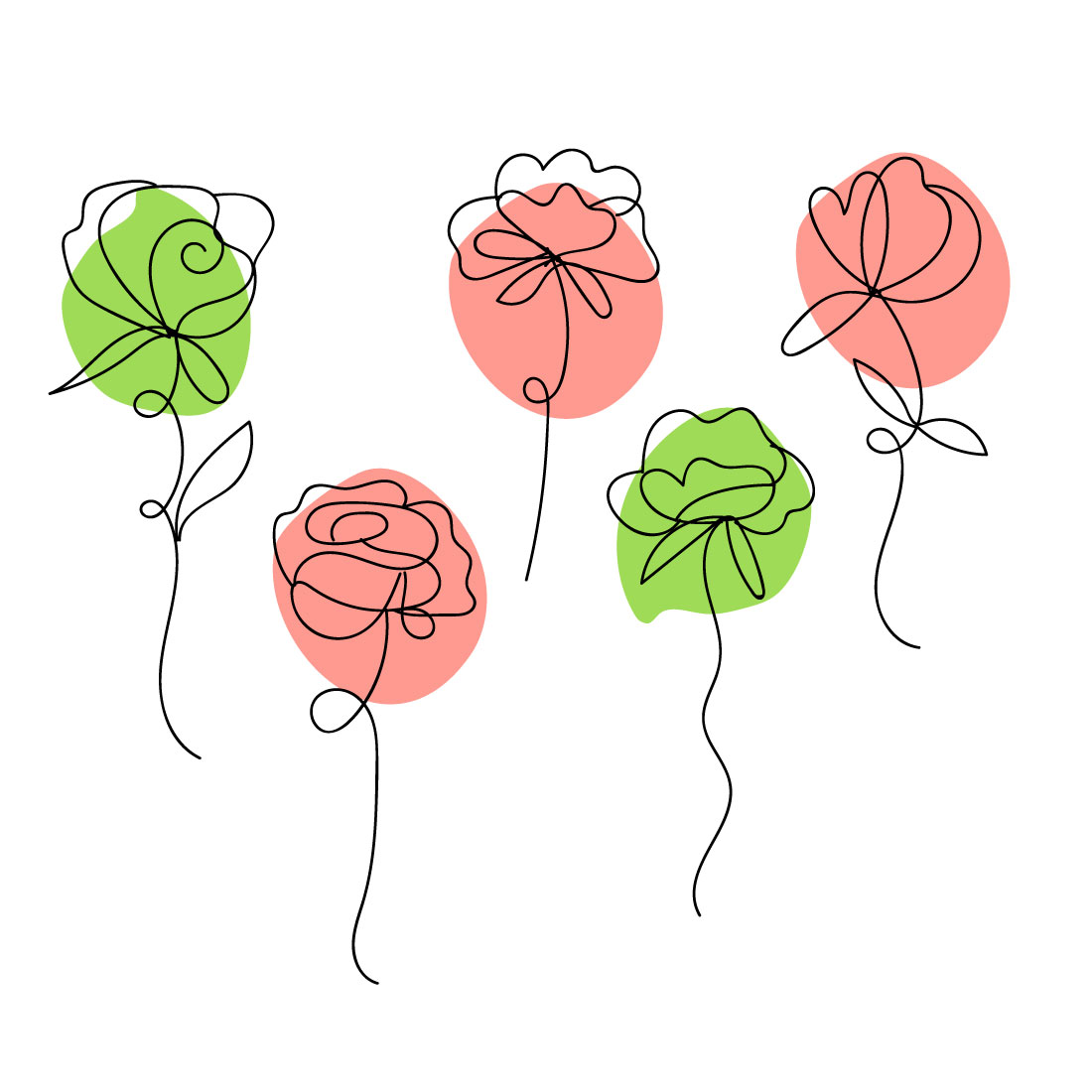 Rose Liner Art SVG Bundle main cover
