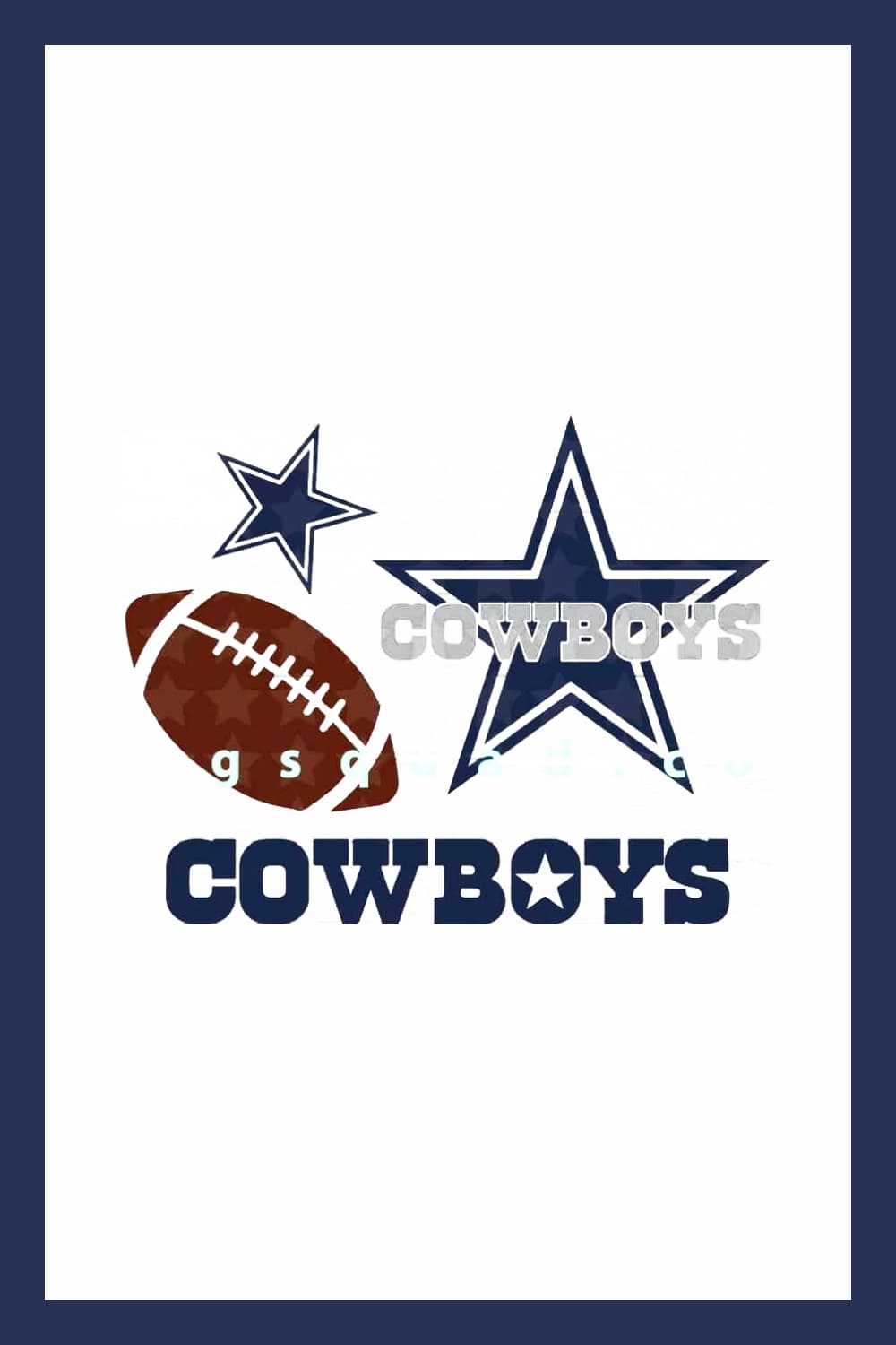 Collage of stars, balls and text Cowboys.