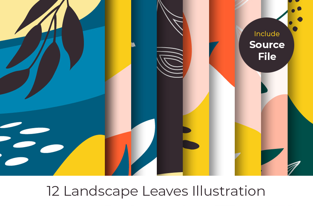 12 Landscape Leaves Illustrations Bundle For Spring cover image.