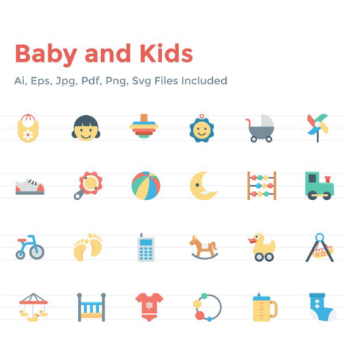 120 flat baby and kids icons main cover.