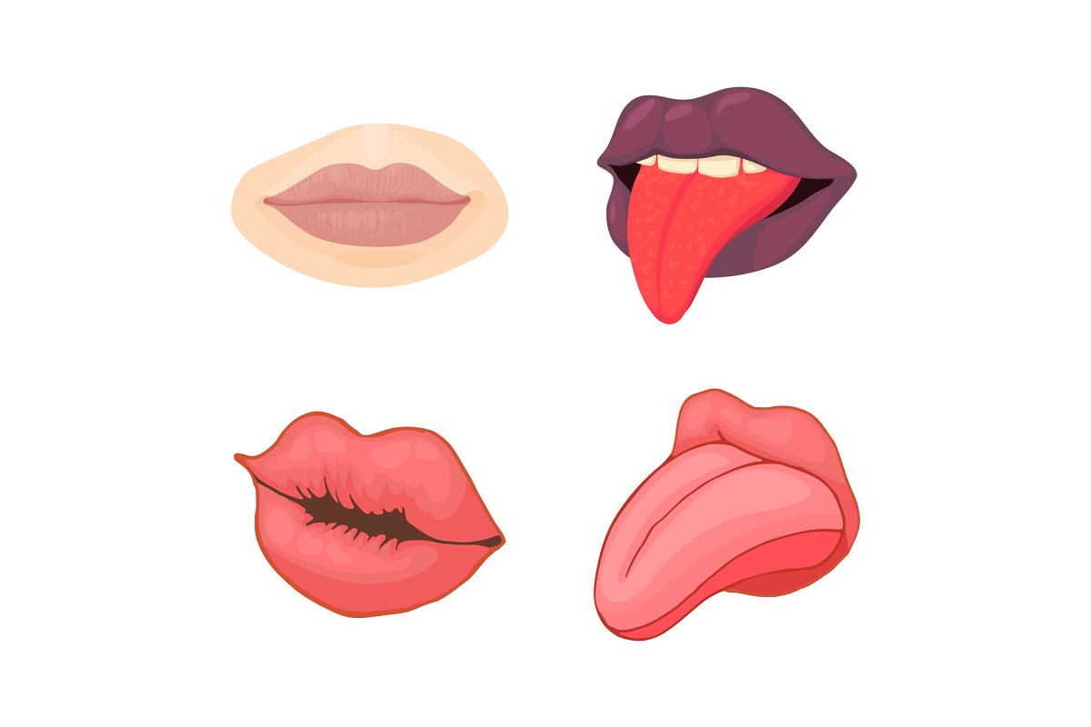 Cover image of Lips Icon Set, Cartoon Style.