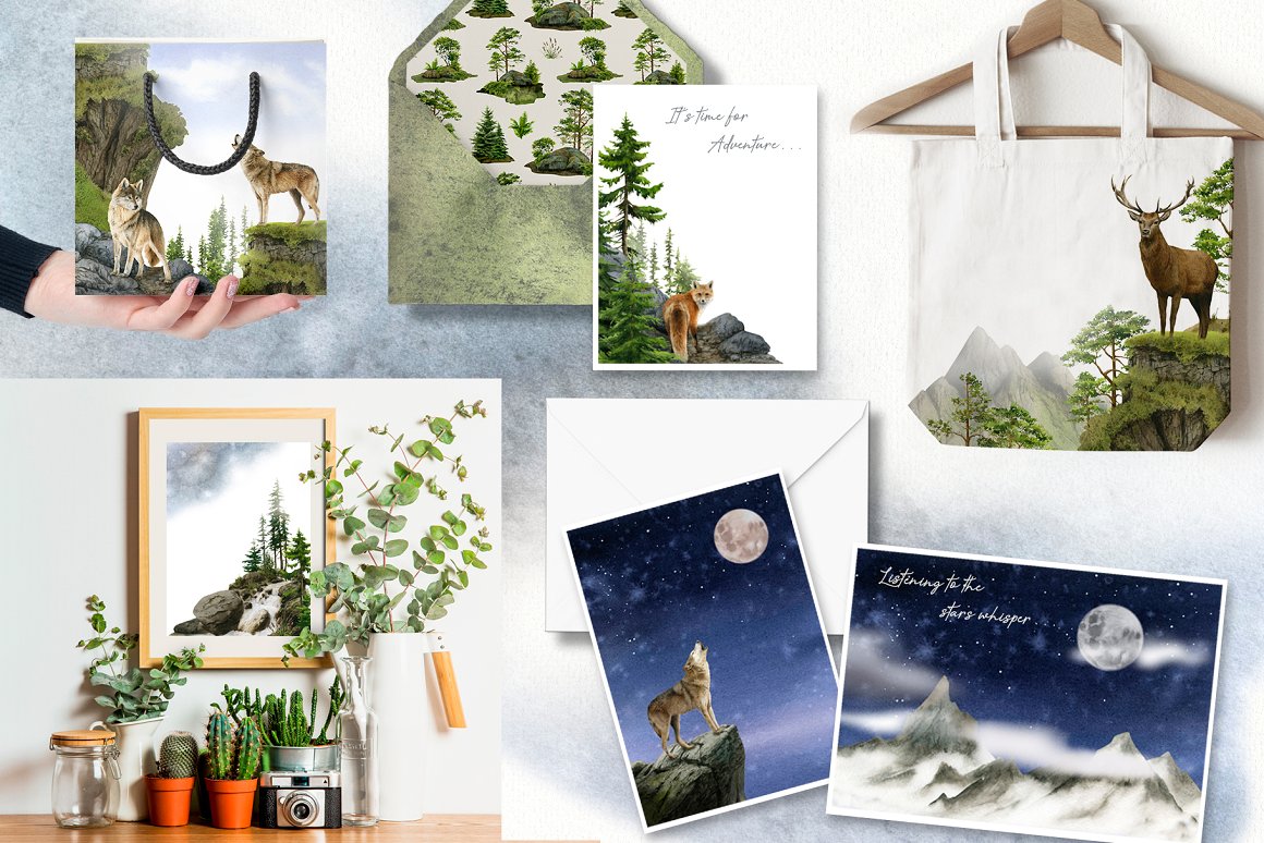 16 premade wild nature cards with envelopes.
