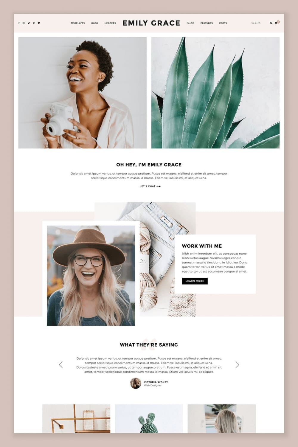 Pastel colors and simple design will a good solution for a personal page or business.