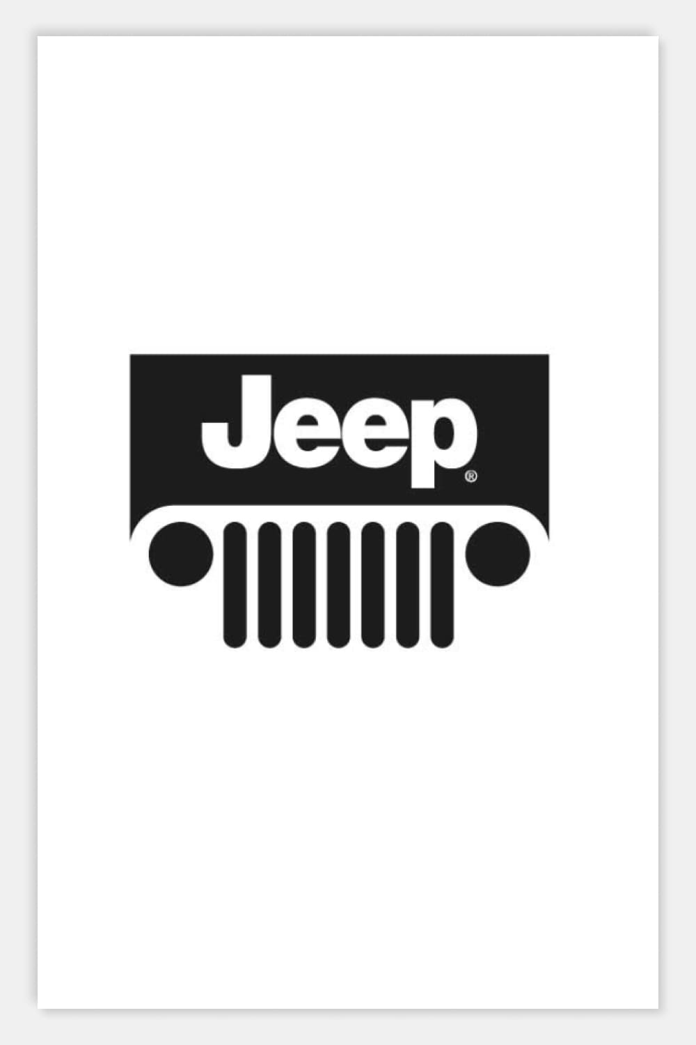 Jeep Wrangler grille silhouette in full face and Jeep logo.