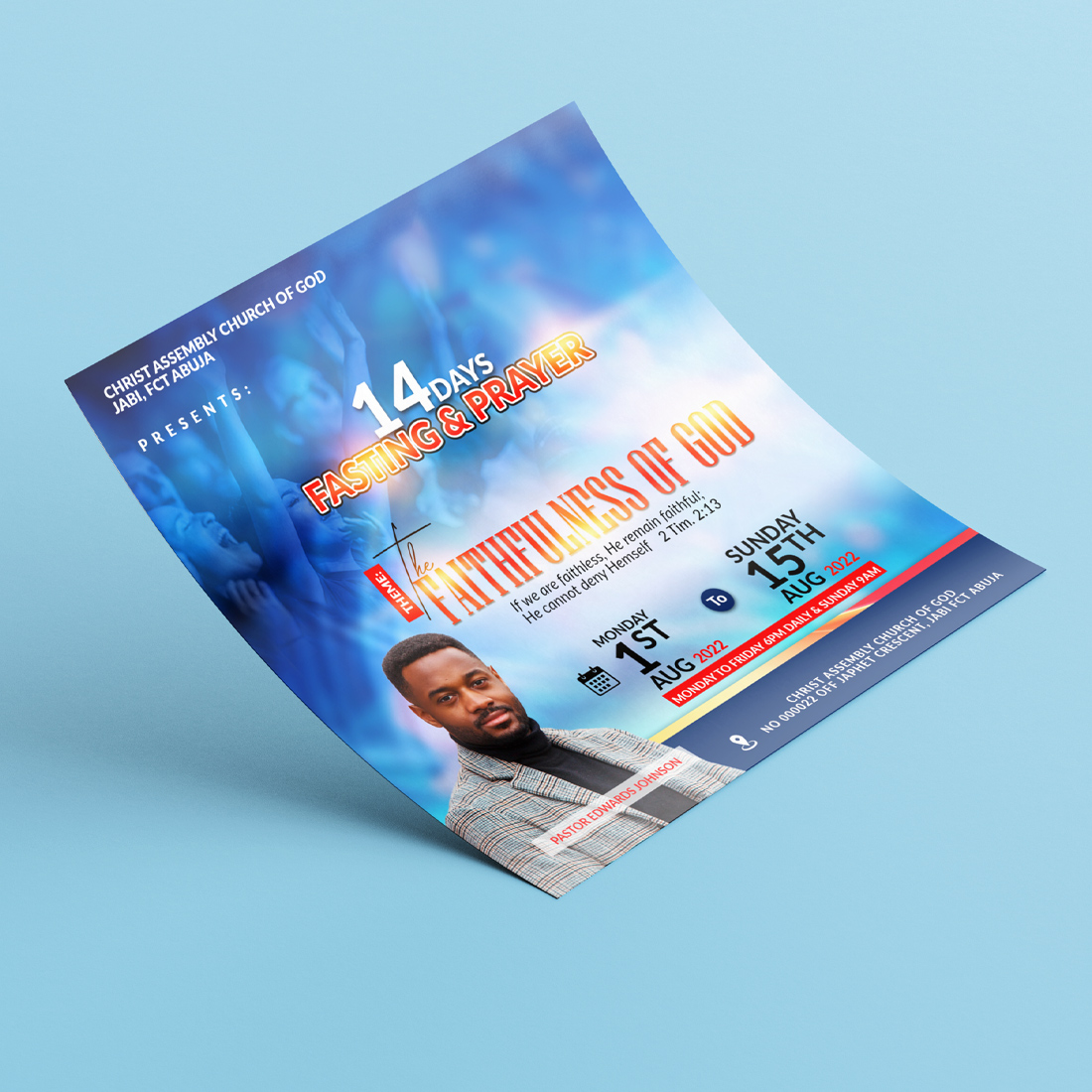 14 Days Prayer and Fasting Church Flyer Template Design cover image.