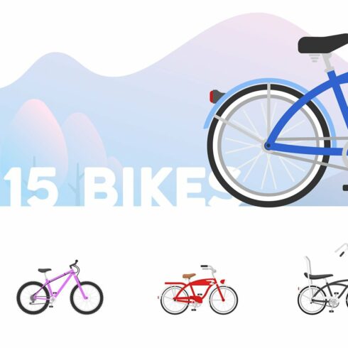 15 Flat Bike Icons.