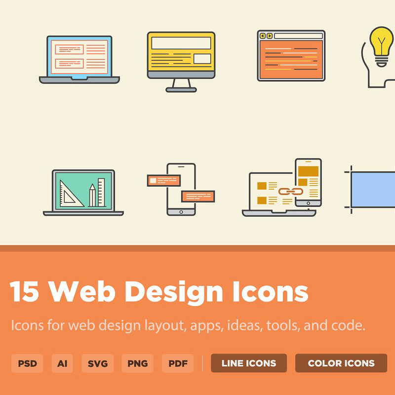 15 web design icons main cover.