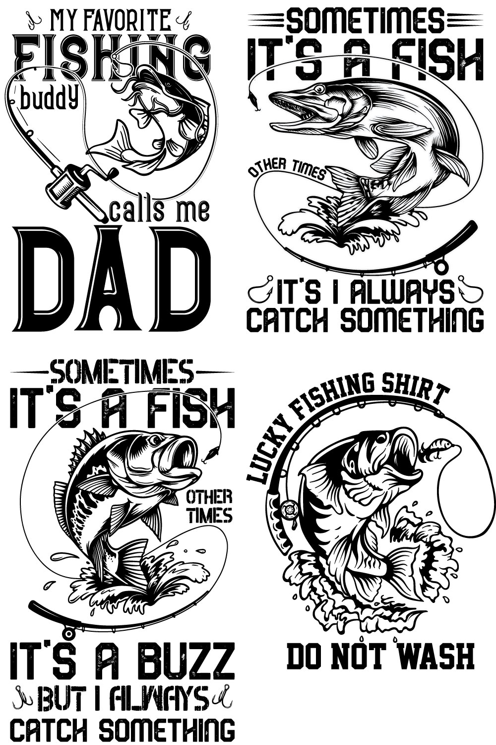 T-shirt Fishing Design Editable Bundle pinterest image.