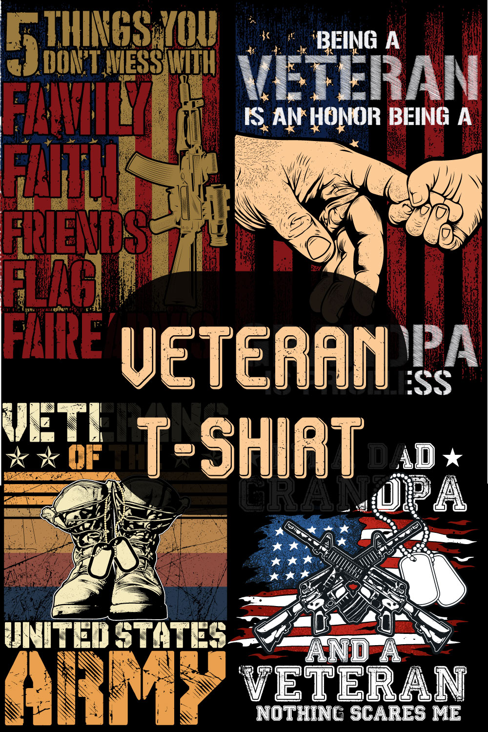 T-shirt Veteran Designs Bundle pinterest image.