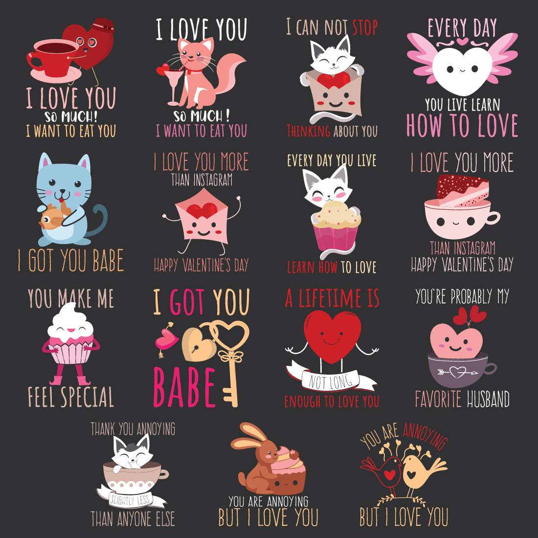 Cute Happy Valentines Day Special illustration Design Bundle cover image.