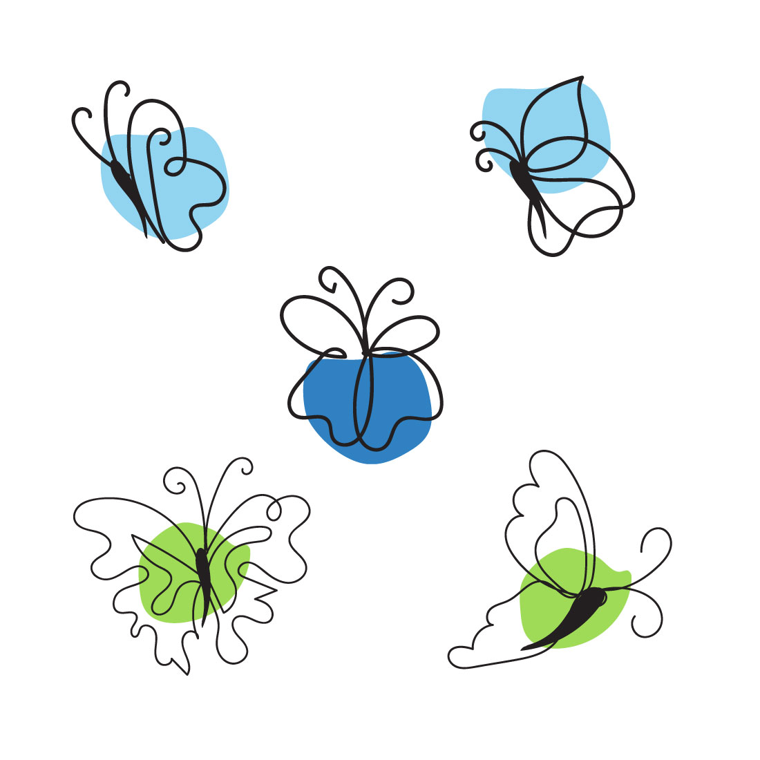 Blue Black Butterfly Mini Planner Stickers