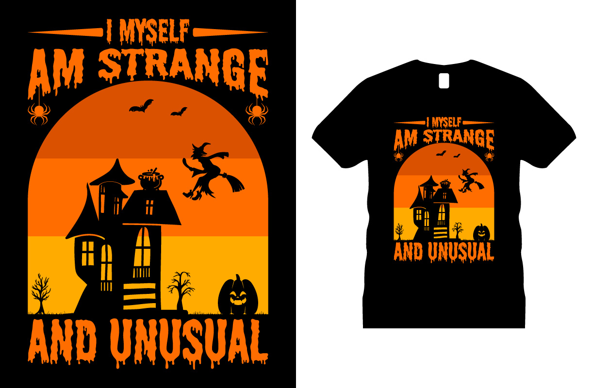 Image of t-shirt with colorful halloween theme print