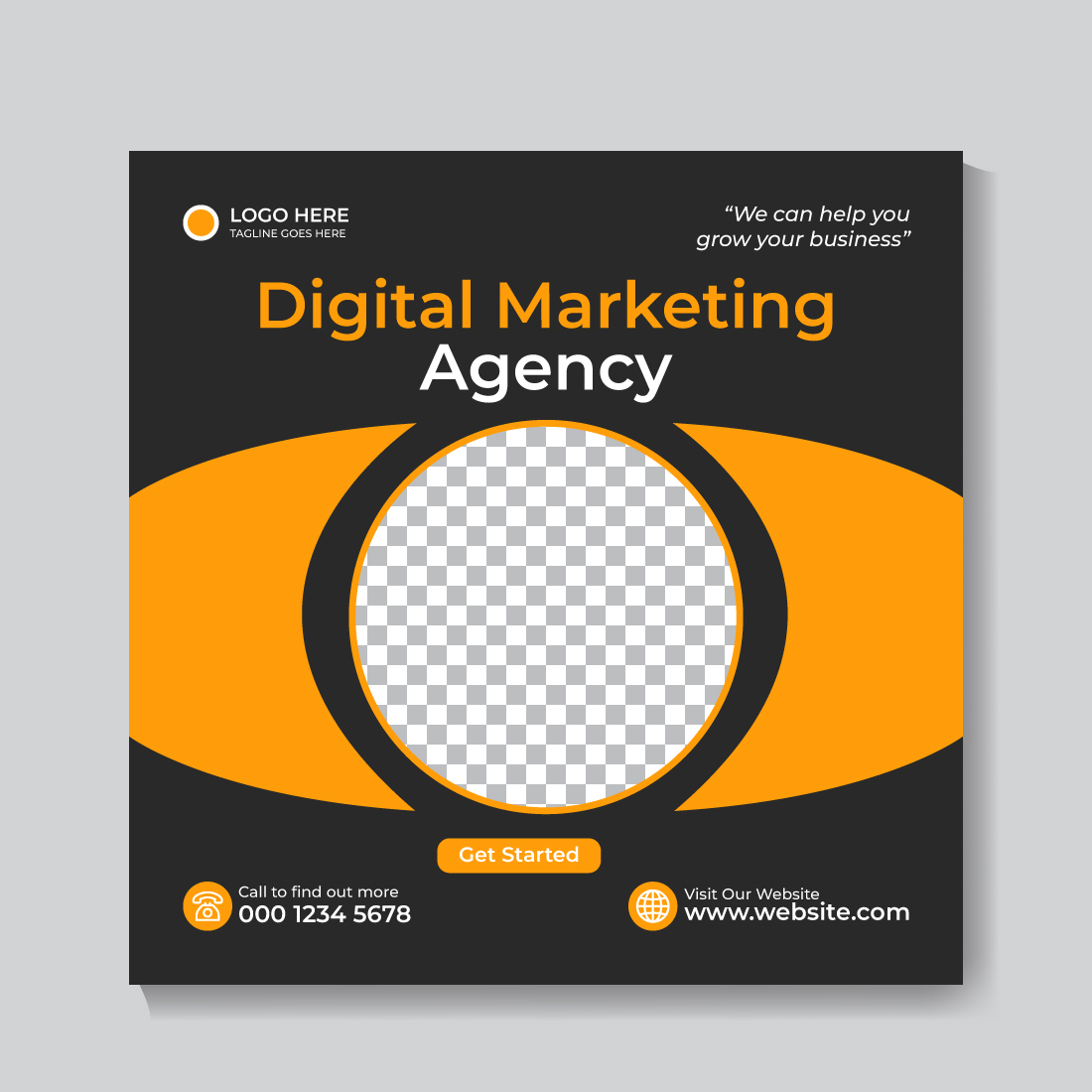 Corporate Modern Orange Digital Marketing Social Media Post Design Template main cover.