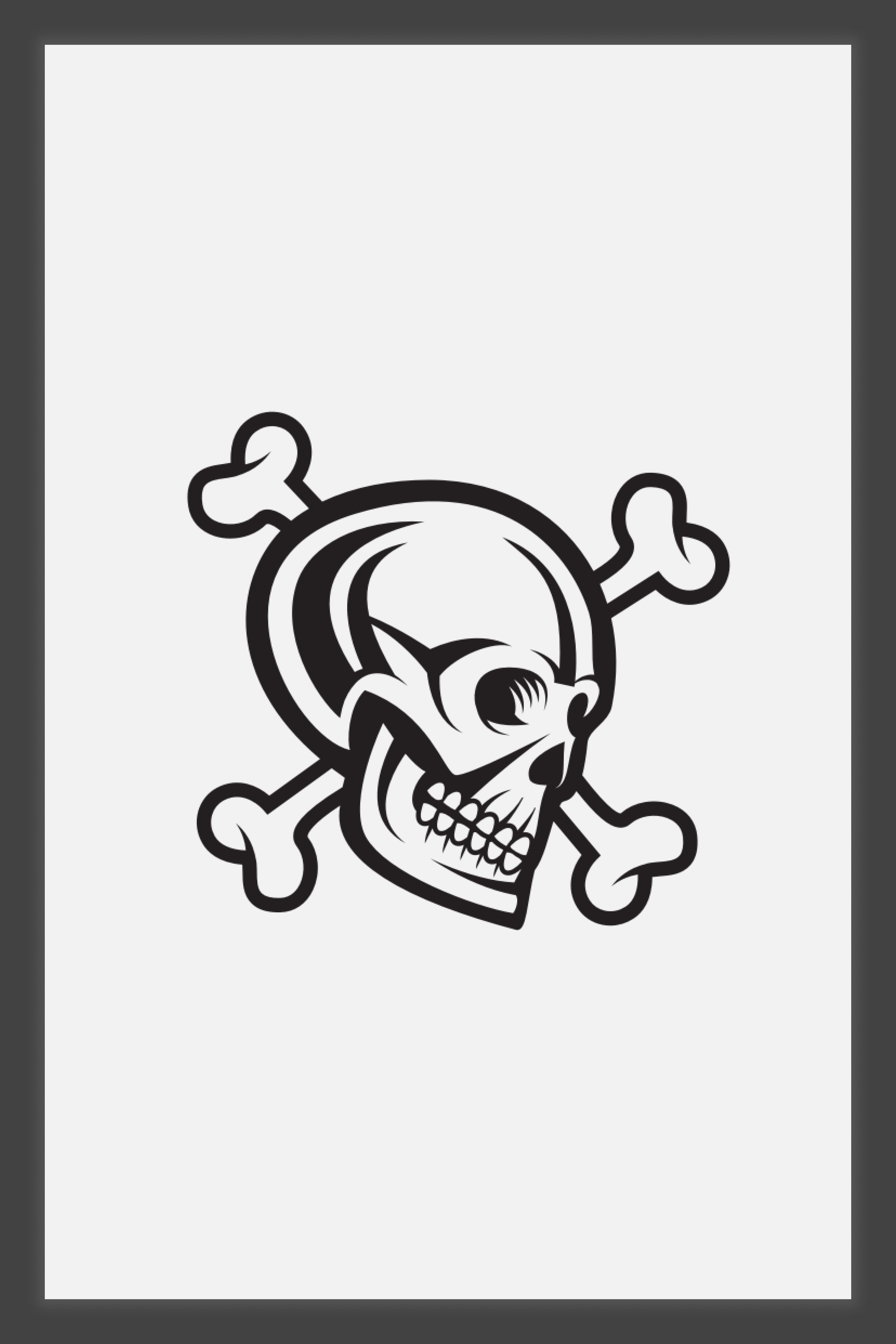 Image of a skull on a background of crossbones.