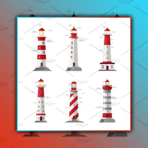 Cartoon Lighthouse Icons main image preview.