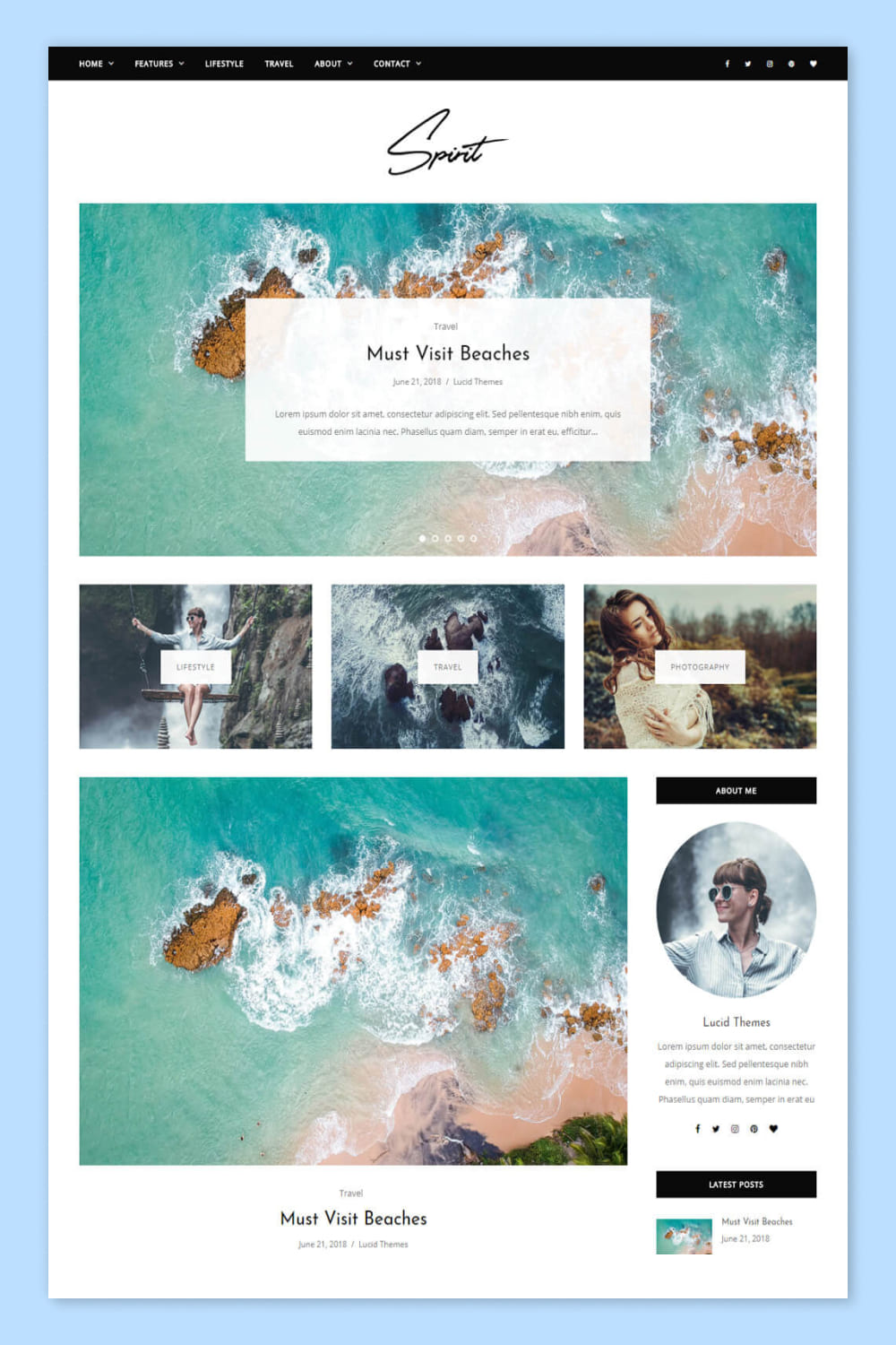 Blog screenshot with white background and pictures of rocks on the beach.