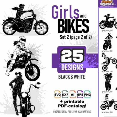 Girls and Bikes - Set 2 - 25 designs.