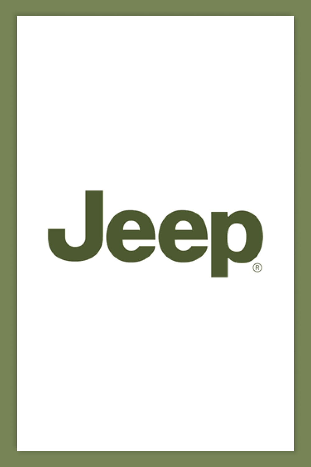 Jeep logo word in green on white background.