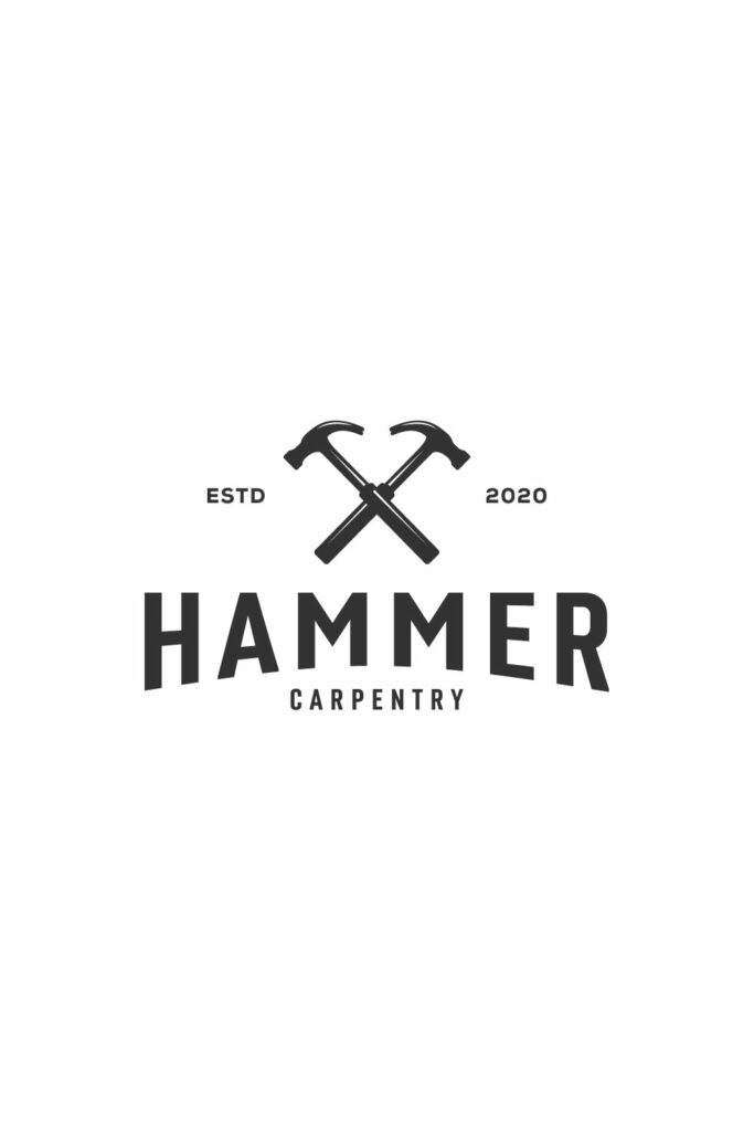 Hammer Logo Vector Emblem Vintage Design - MasterBundles