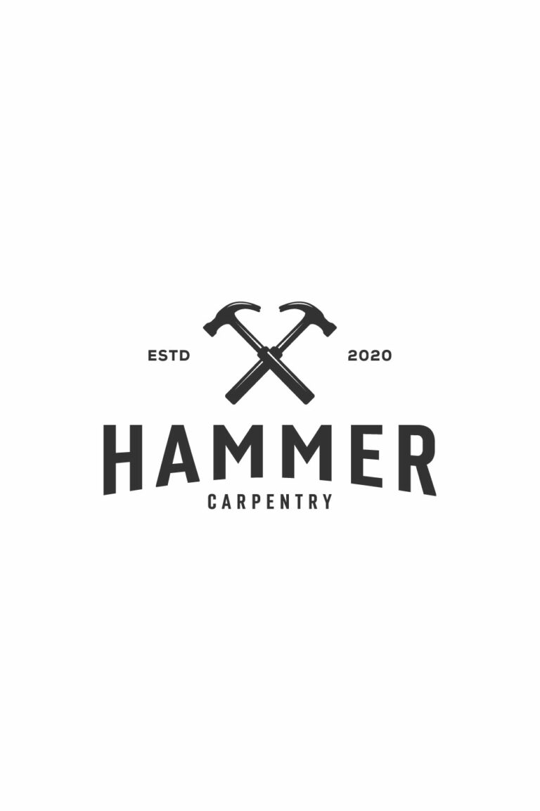 Hammer Logo Vector Emblem Vintage Design - MasterBundles