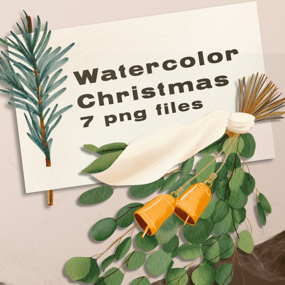 Christmas Watercolour Clipart Set PNG cover image.