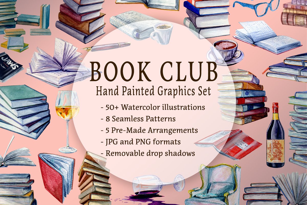 Cover image of Book Club Hand Painted Graphics Set.