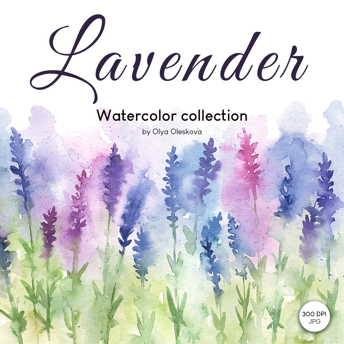 Watercolor Lavender. Collection Of Backgrounds And Illustrations main image.