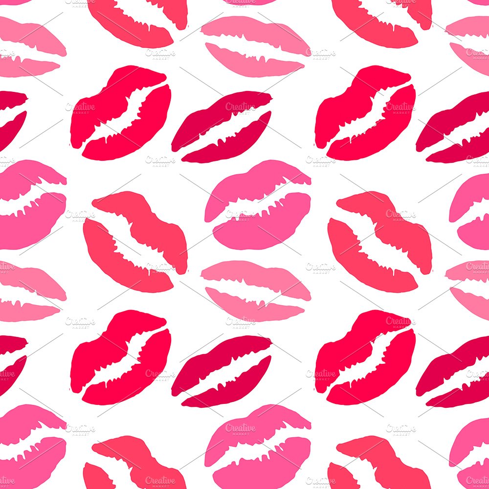 A set of red and pink illustrations of lips on a white background.