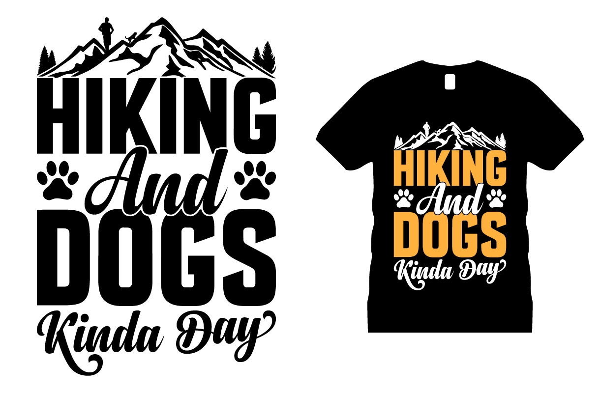 Hiking and Dogs T-shirt Design Bundle preview image.