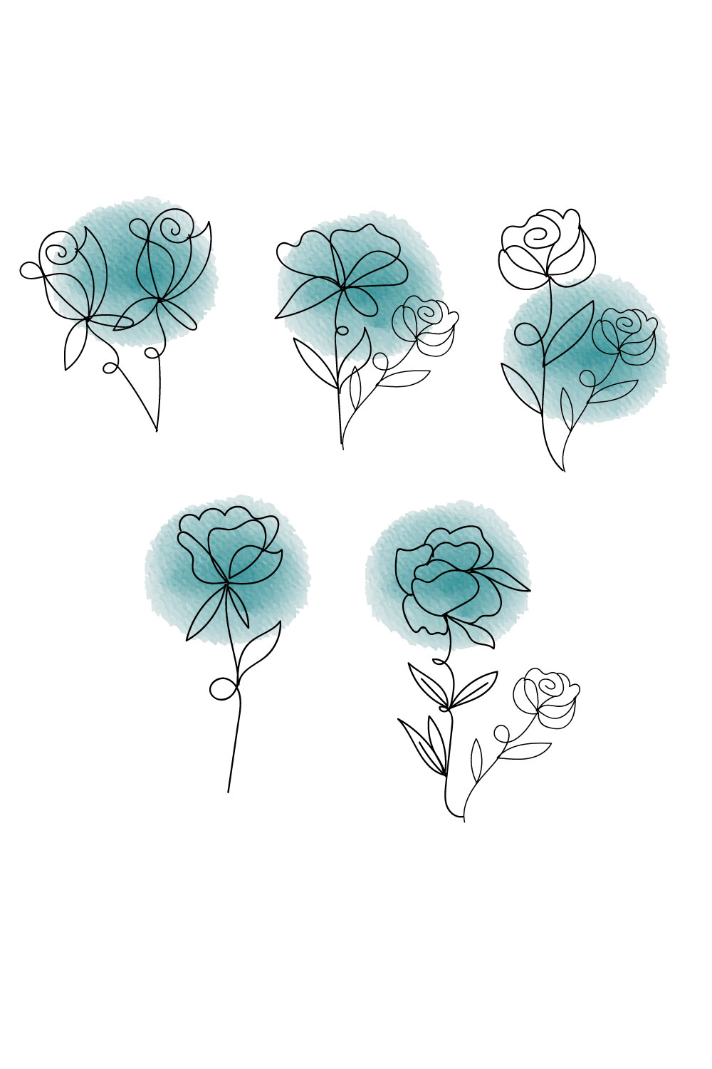 Watercolor rose svg bundle pinterest preview image.