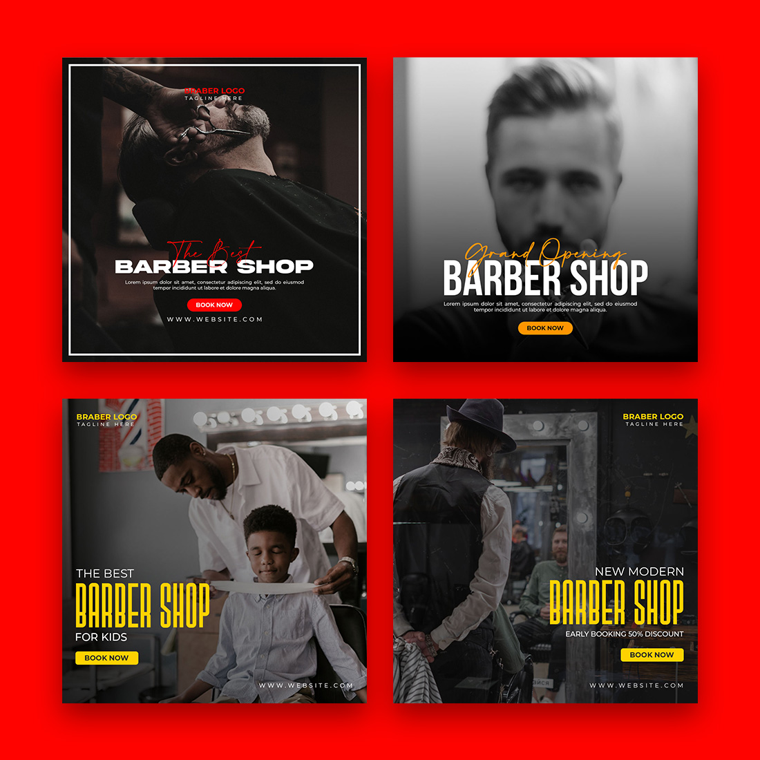 Barber Instagram And Facebook Post Bundle image preview.