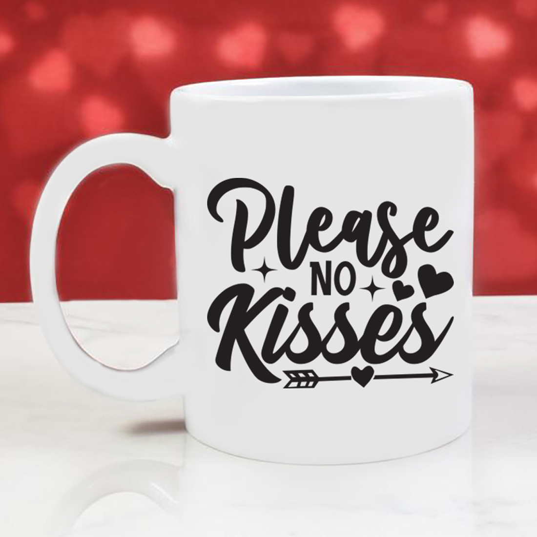 Image of a cup with the magnificent inscription Please No Kisses