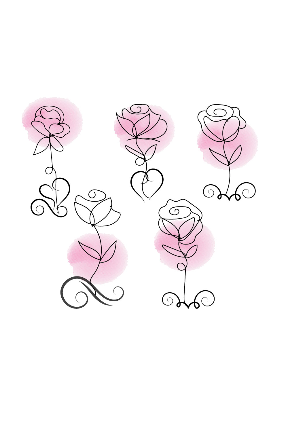 Watercolor rose svg pinterest preview image.