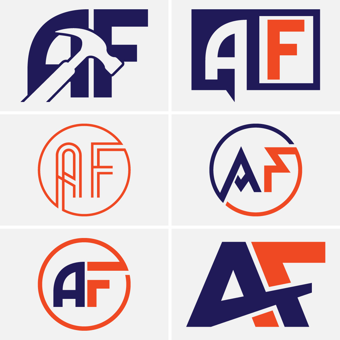 A-F Initial Letter Logo Design image preview.