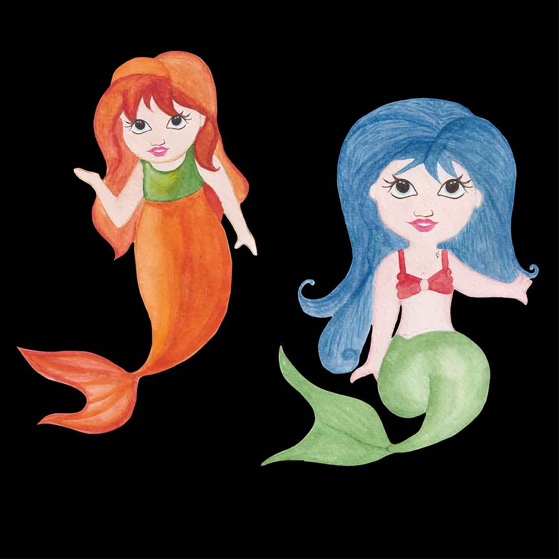 Baby Mermaid Watercolor Clipart Design cover image.
