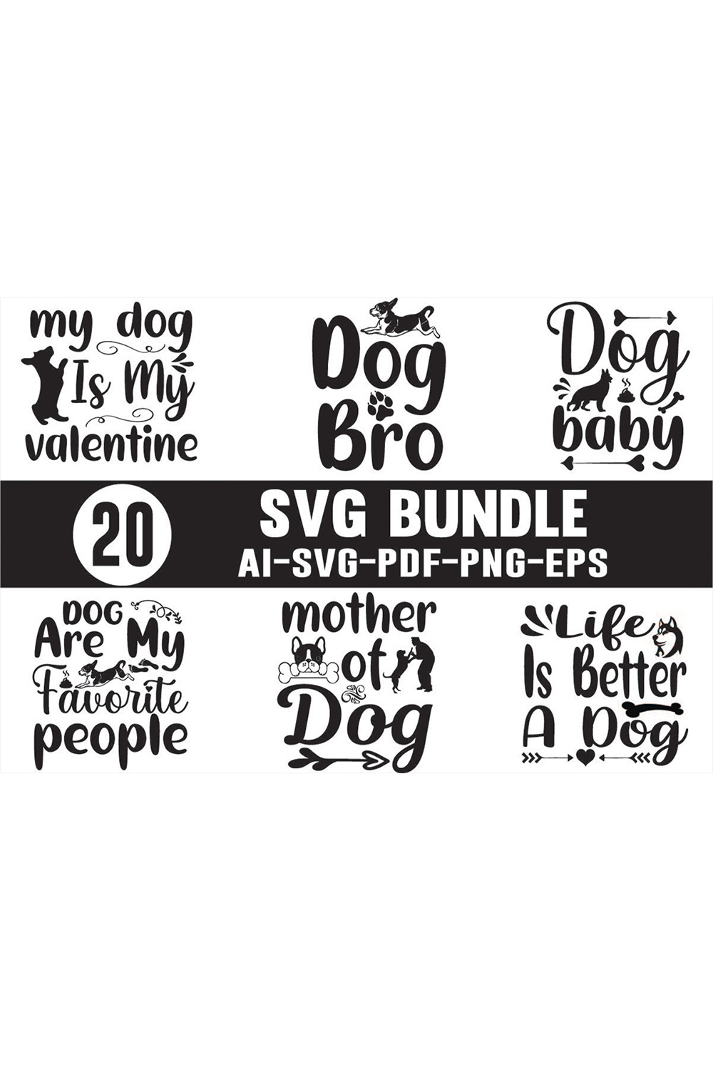 Black and white photo of a dog svg bundle.