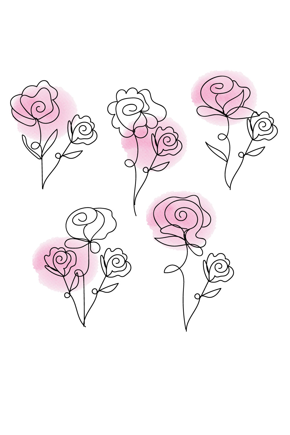 Watercolor rose pinterest preview image.