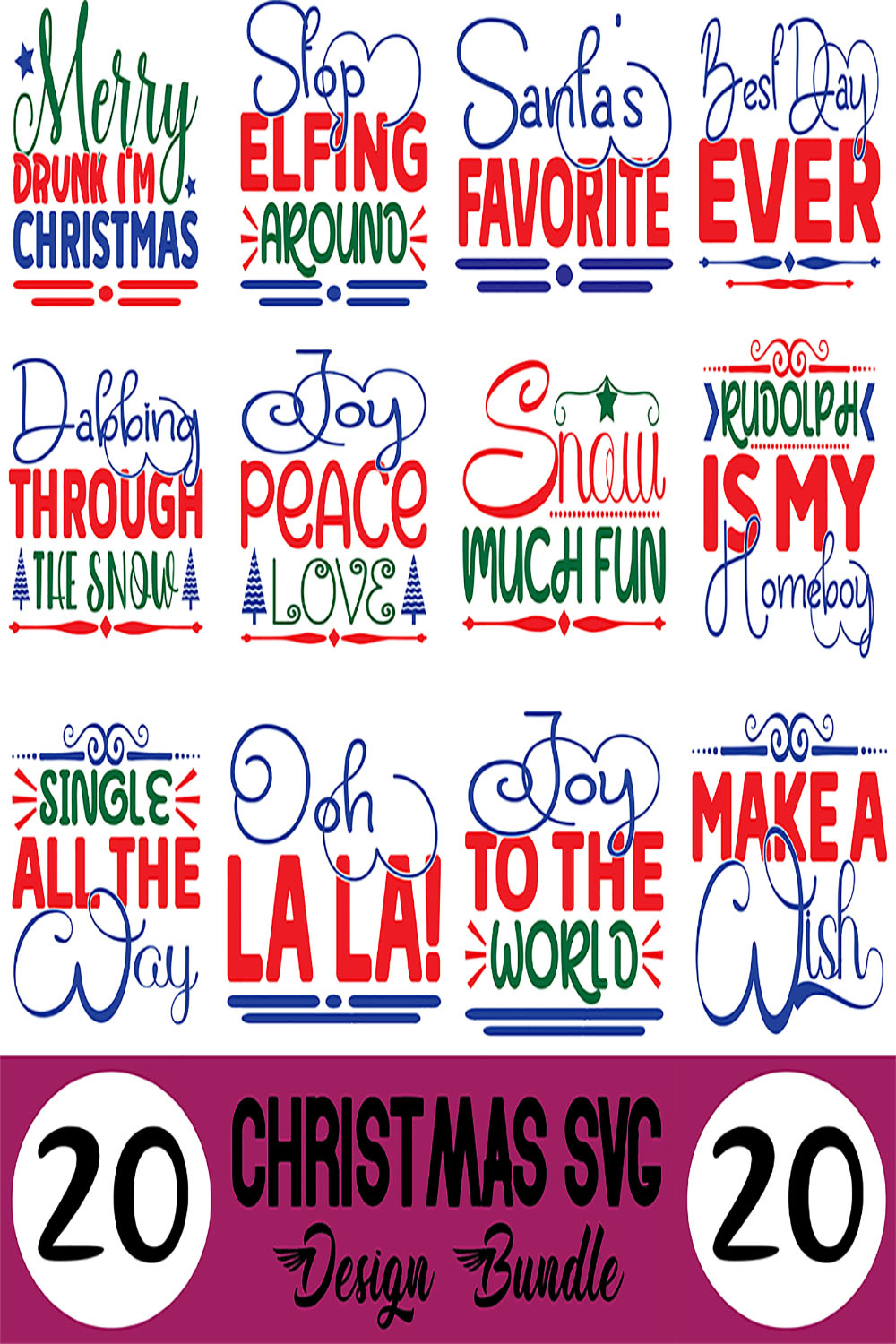 Christmas SVG Designs Bundle pinterest preview image.