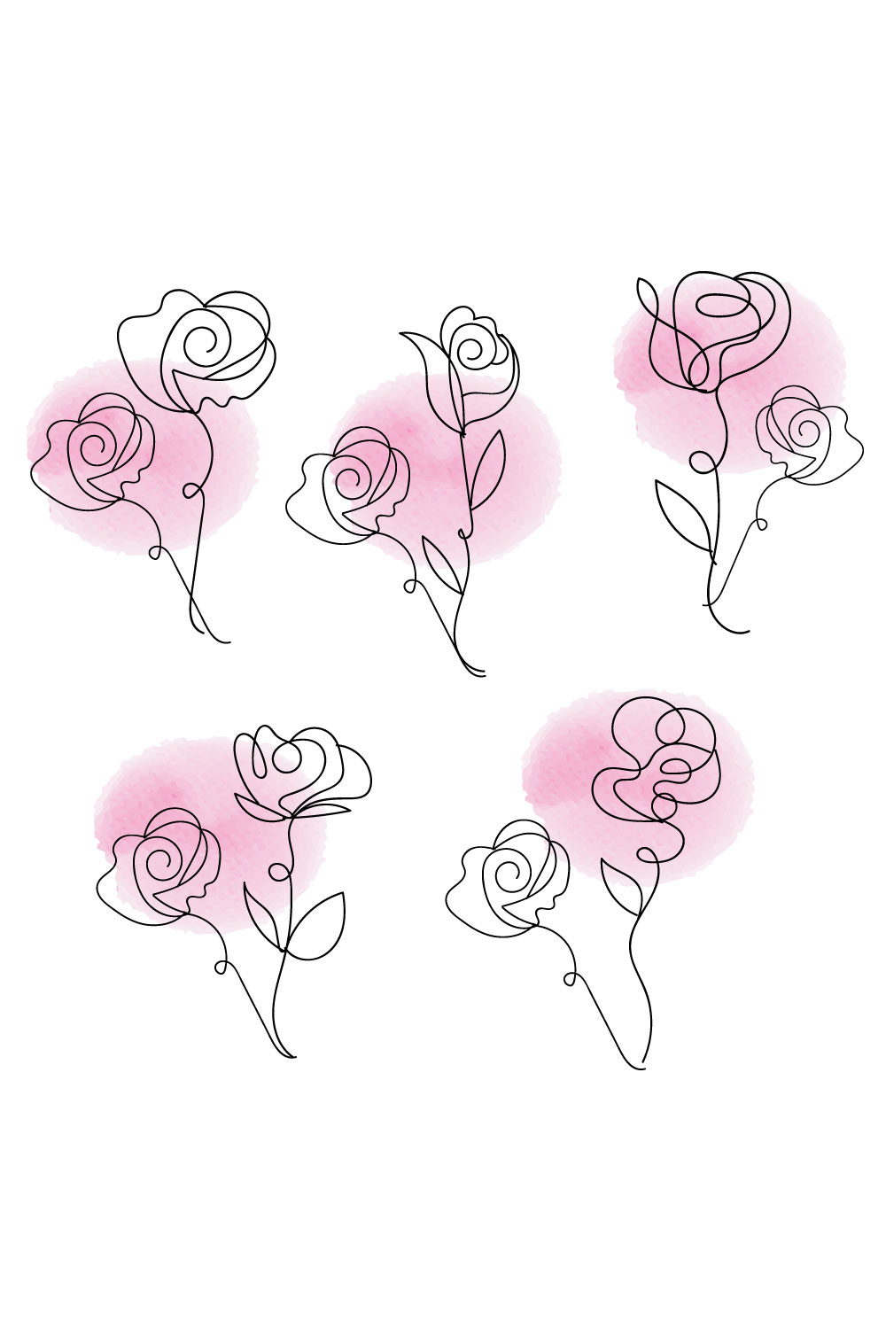 Watercolor rose svg bundle pinterest preview image.