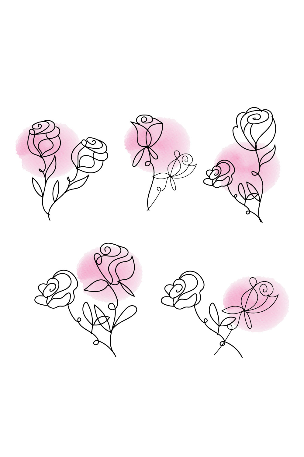 Watercolor rose svg bundle pinterest preview image.