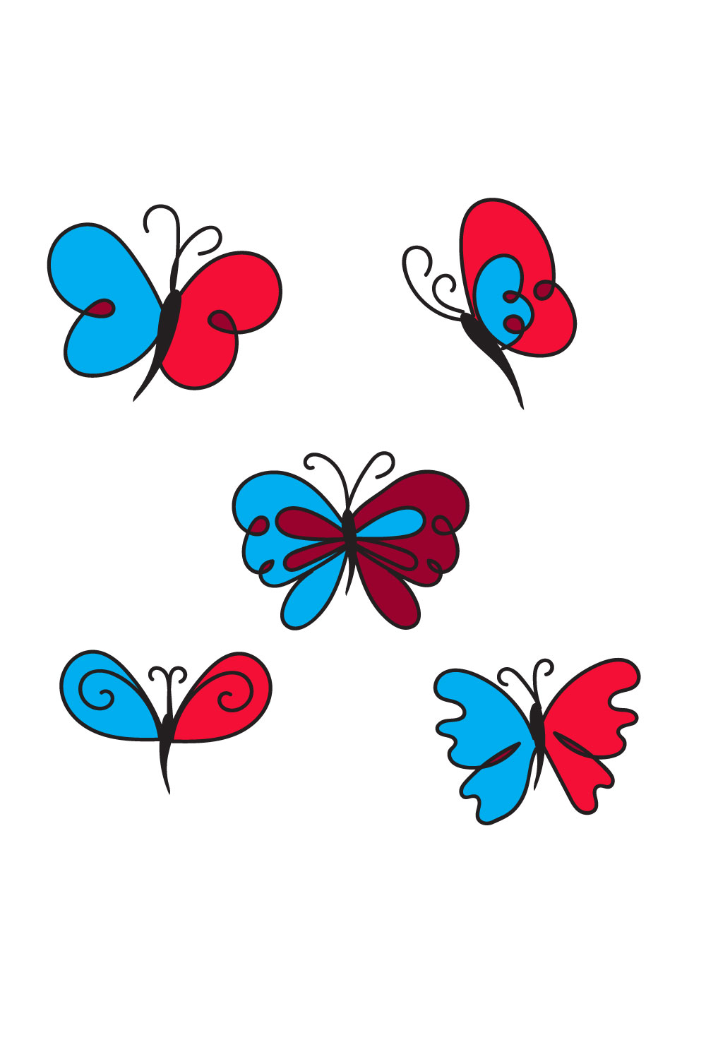 Colorful Butterfly Line Illustrations - Pinterest.