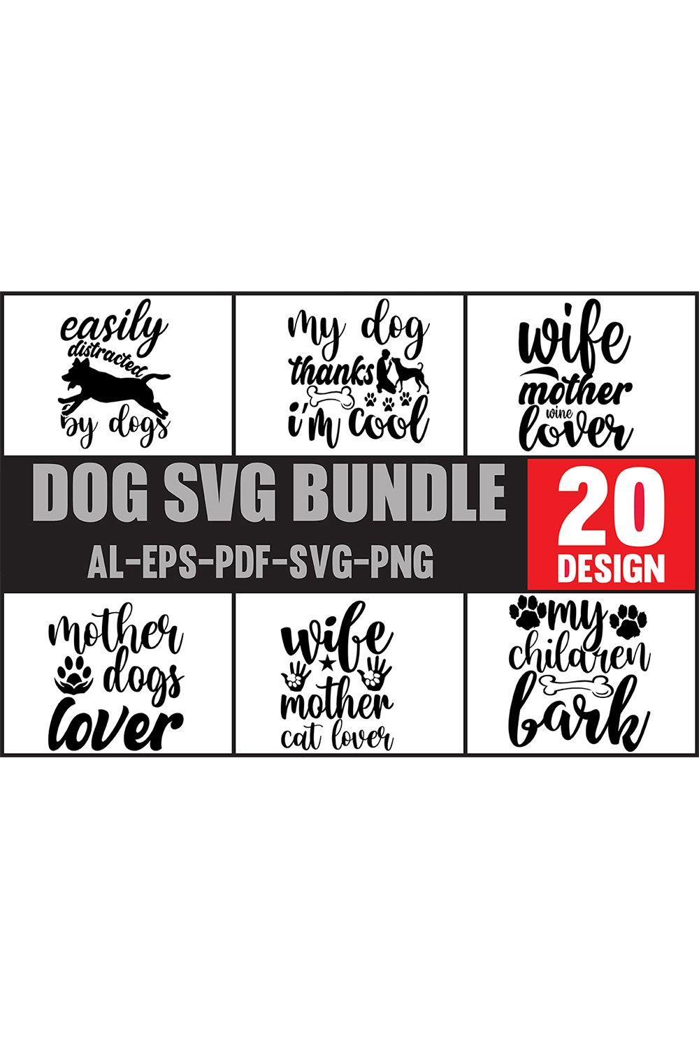 Dog svg bundle of 20 designs.