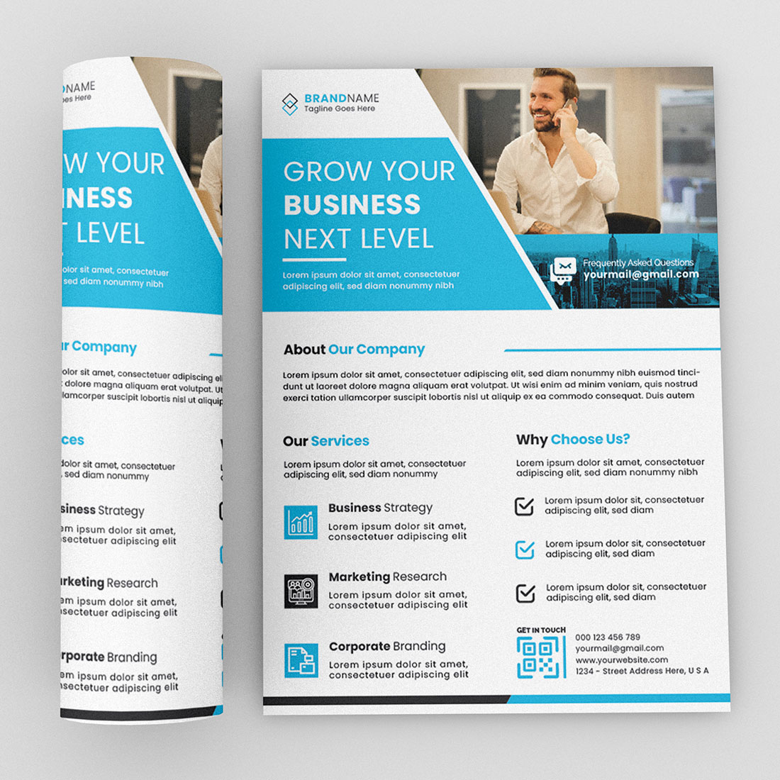 An image of an enchanting business flyer template in blue
