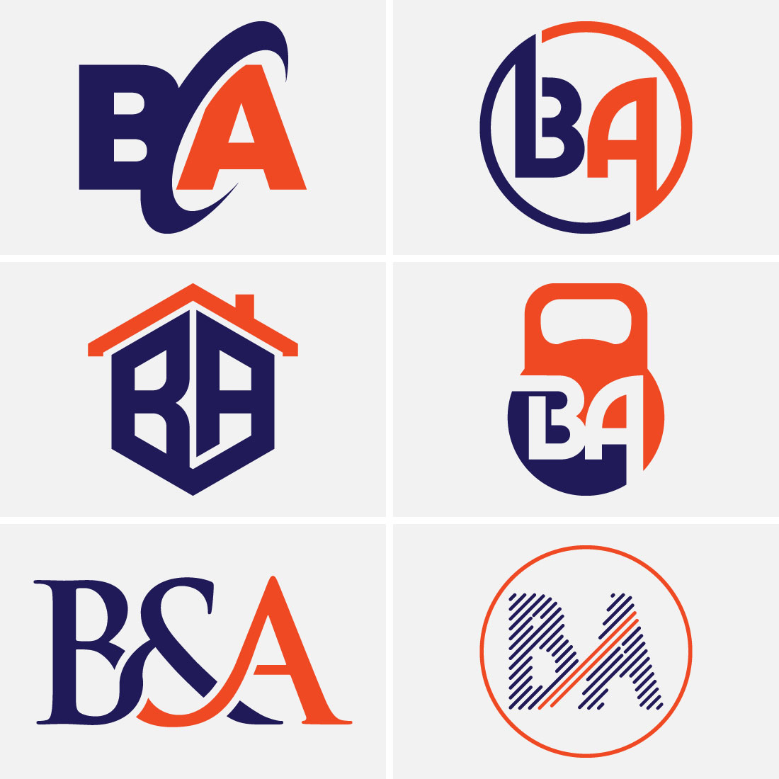 B-A Initial Letter Logo Design image preview.