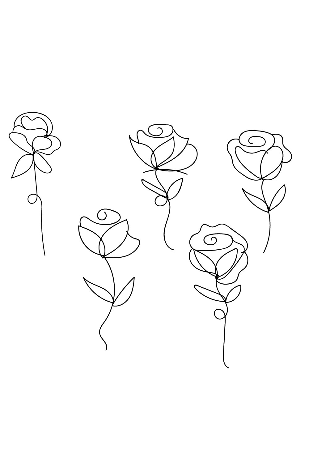 Floral Rose Liner Art SVG Bundle Pinterest.