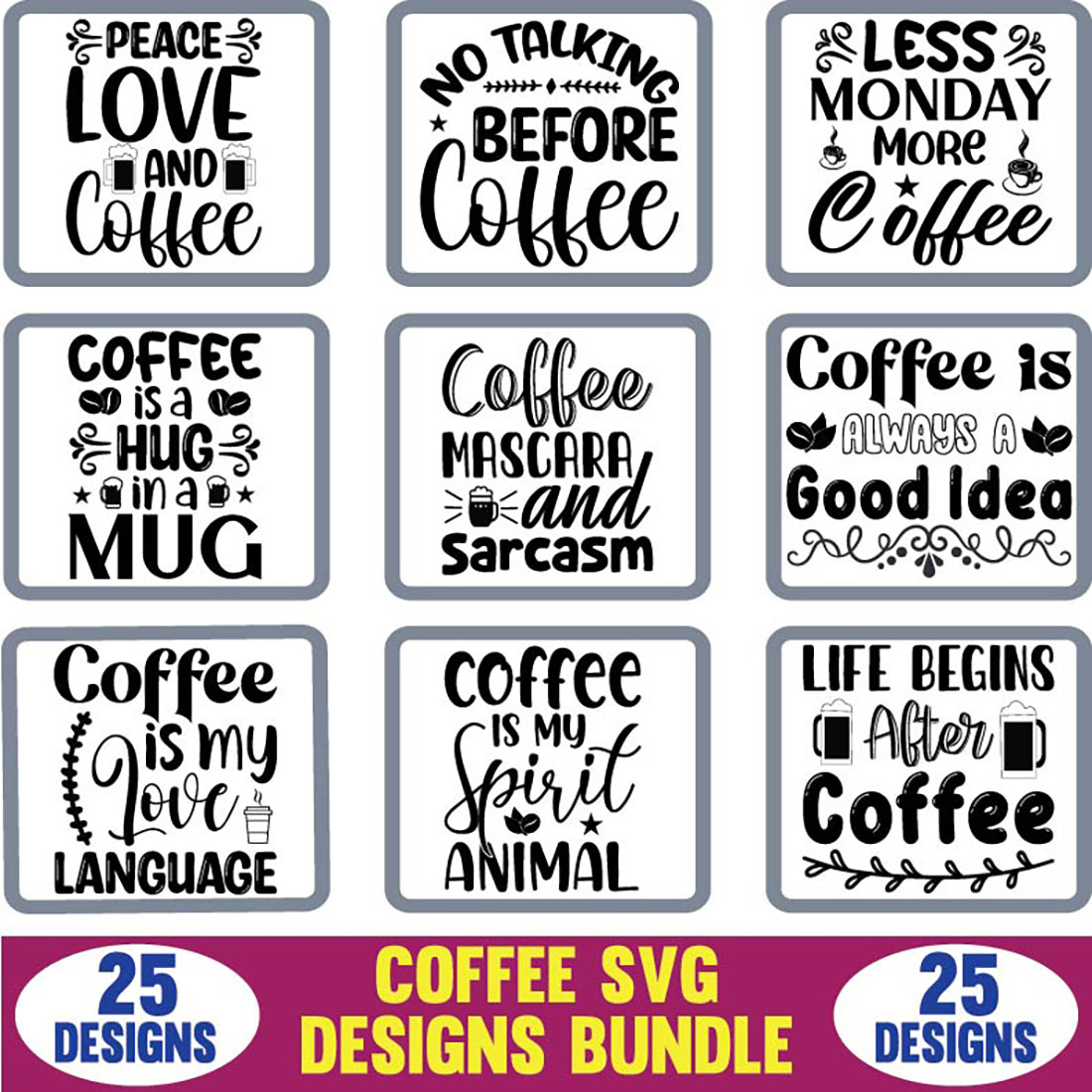 Coffee SVG Designs Bundle cover image.