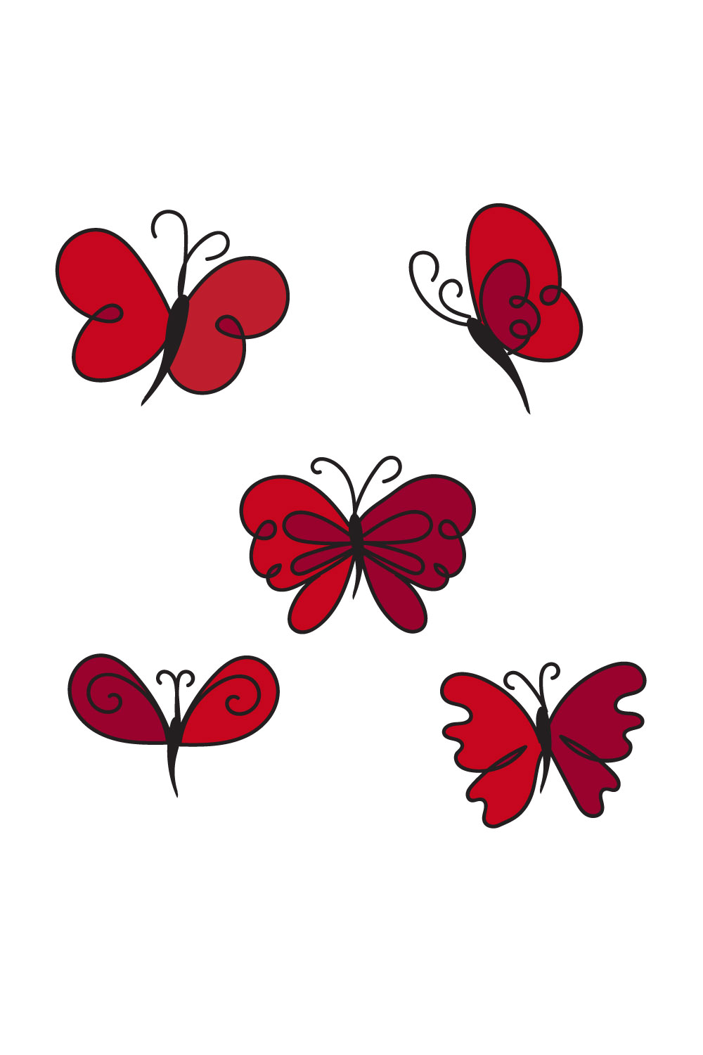 Red Butterfly Line Art Bundle - Pinterest.