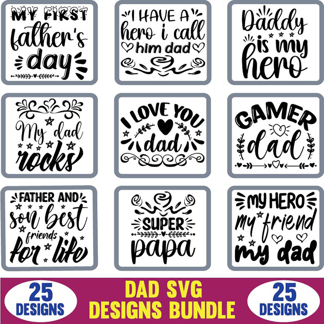 Dad SVG Designs Bundle cover image.