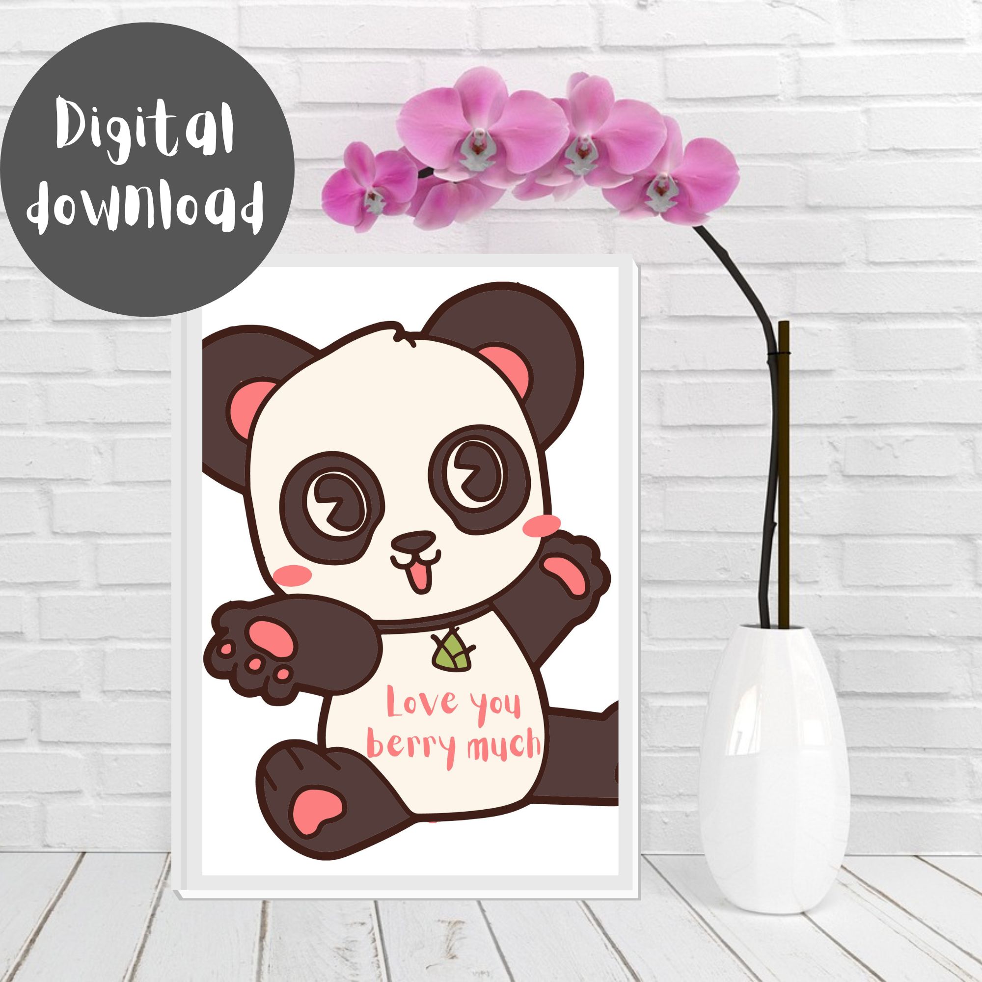 Valentine Panda Decor Printable Wall Art cover image.