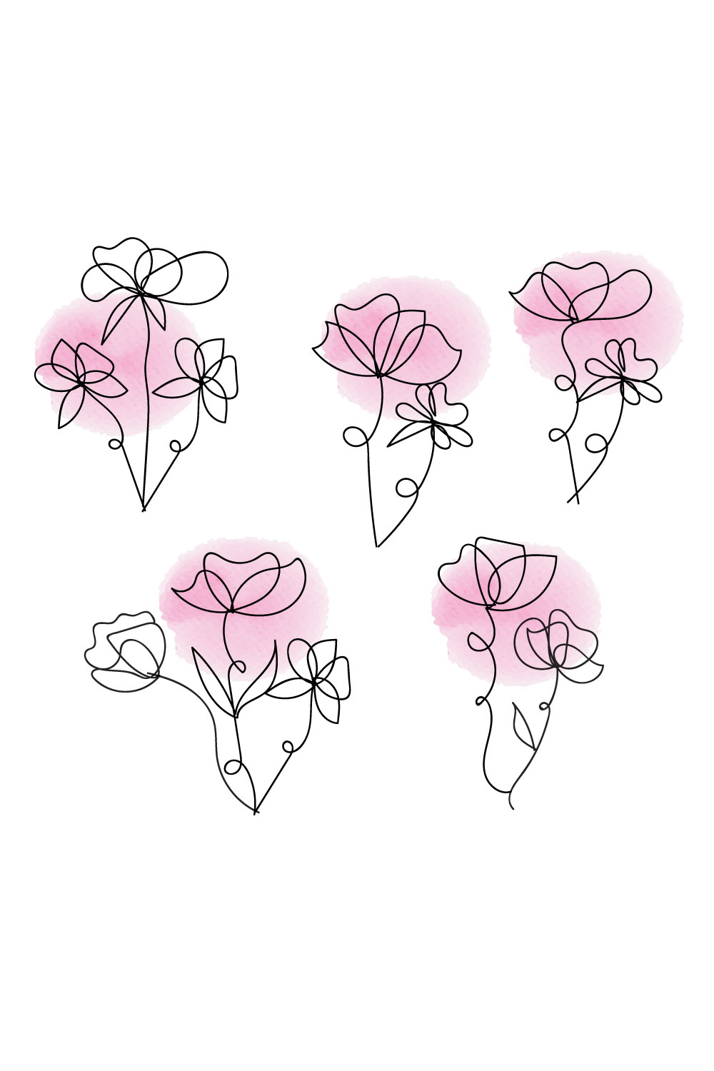 Rose watercolor svg bundle pinterest preview image.